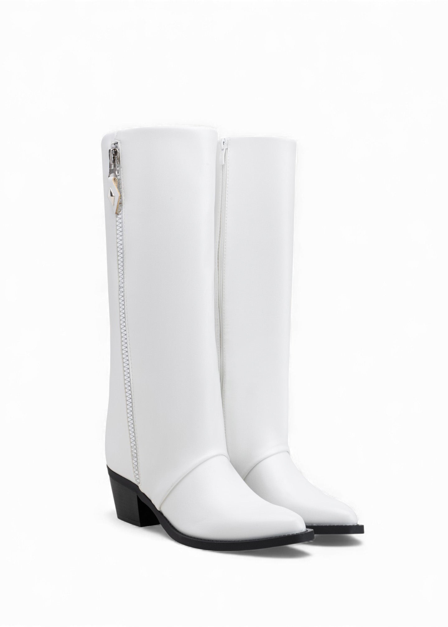 Bottes hautes talons carrés à zip