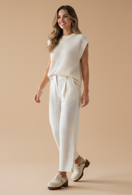 Sabots Suédine Beige à Plateforme Effet Bois Cloutée avec Boucle Métal