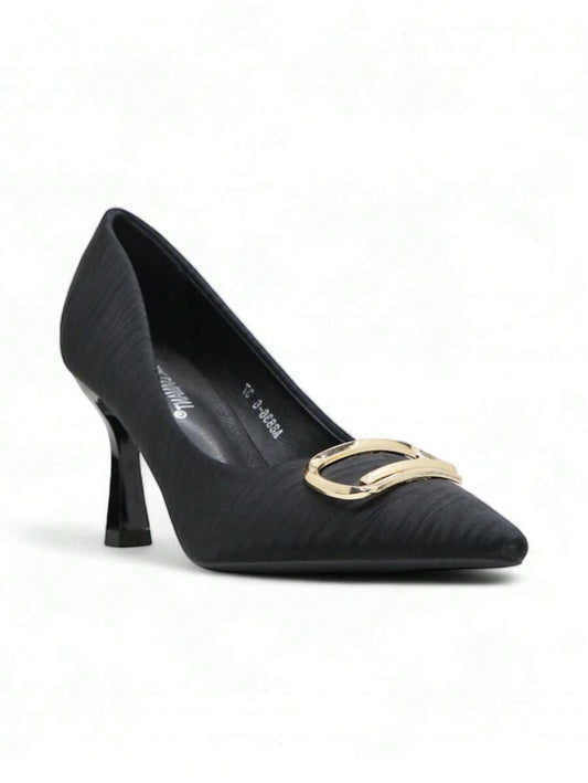 Chaussures à talons hauts en satin à bout pointu, talon fin pour le mariage et la fête.