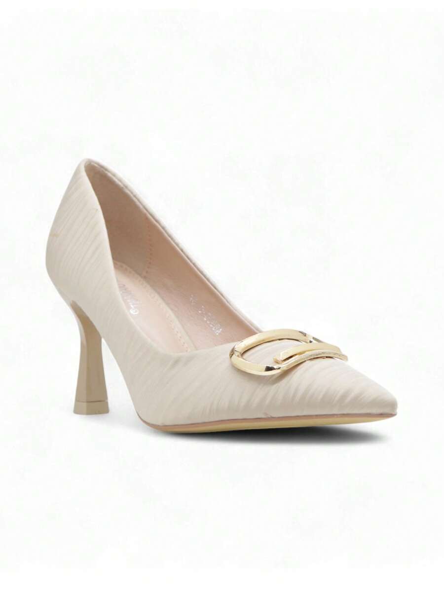 Chaussures à talons hauts en satin à bout pointu, talon fin pour le mariage et la fête.