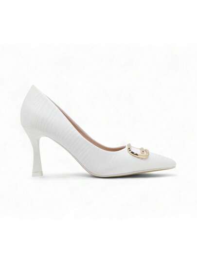 Chaussures à talons hauts en satin à bout pointu, talon fin pour le mariage et la fête.