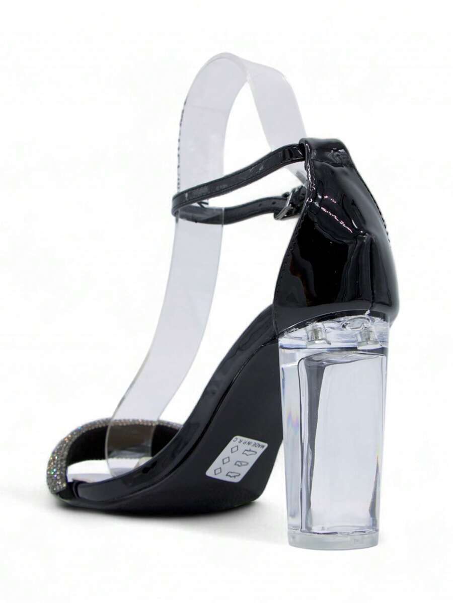 Chaussures femme à talon compensé transparent avec boucle réglable, design confortable