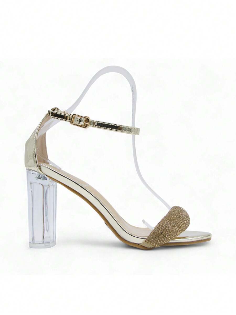 Chaussures femme à talon compensé transparent avec boucle réglable, design confortable