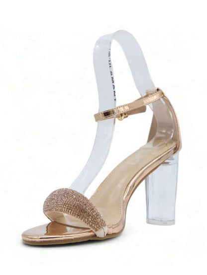 Chaussures femme à talon compensé transparent avec boucle réglable, design confortable