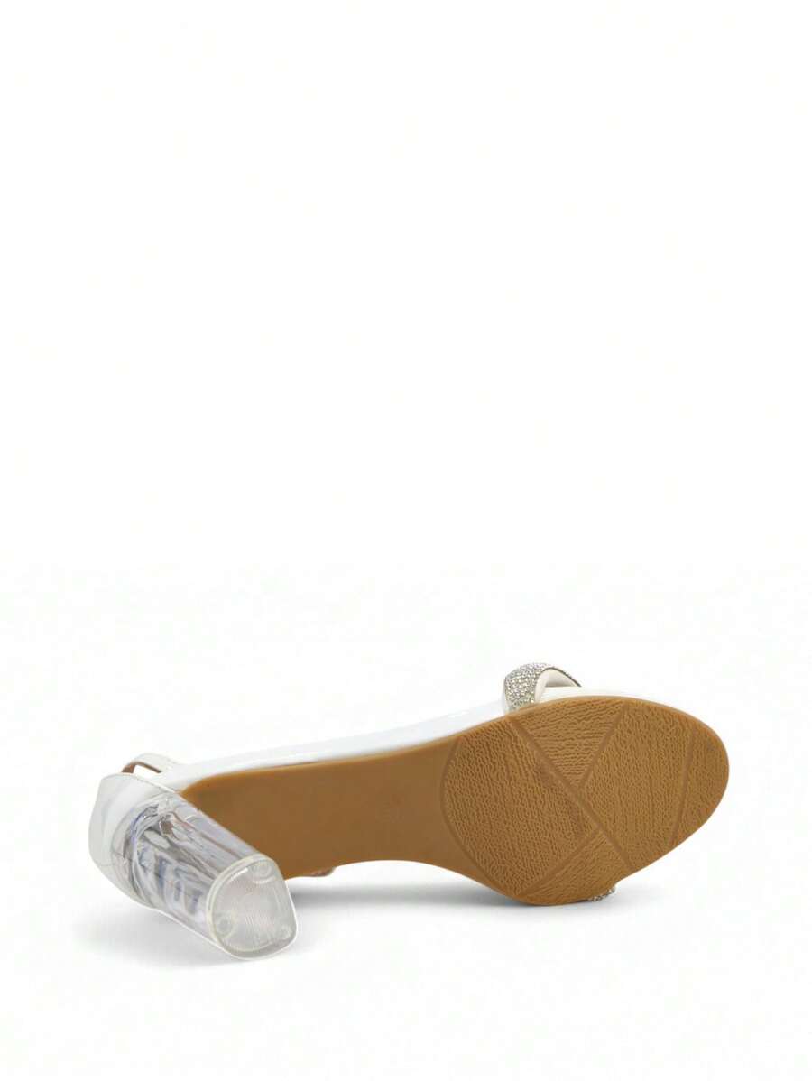 Chaussures femme à talon compensé transparent avec boucle réglable, design confortable