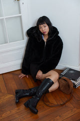 Bottes hautes talons carrés à boucles