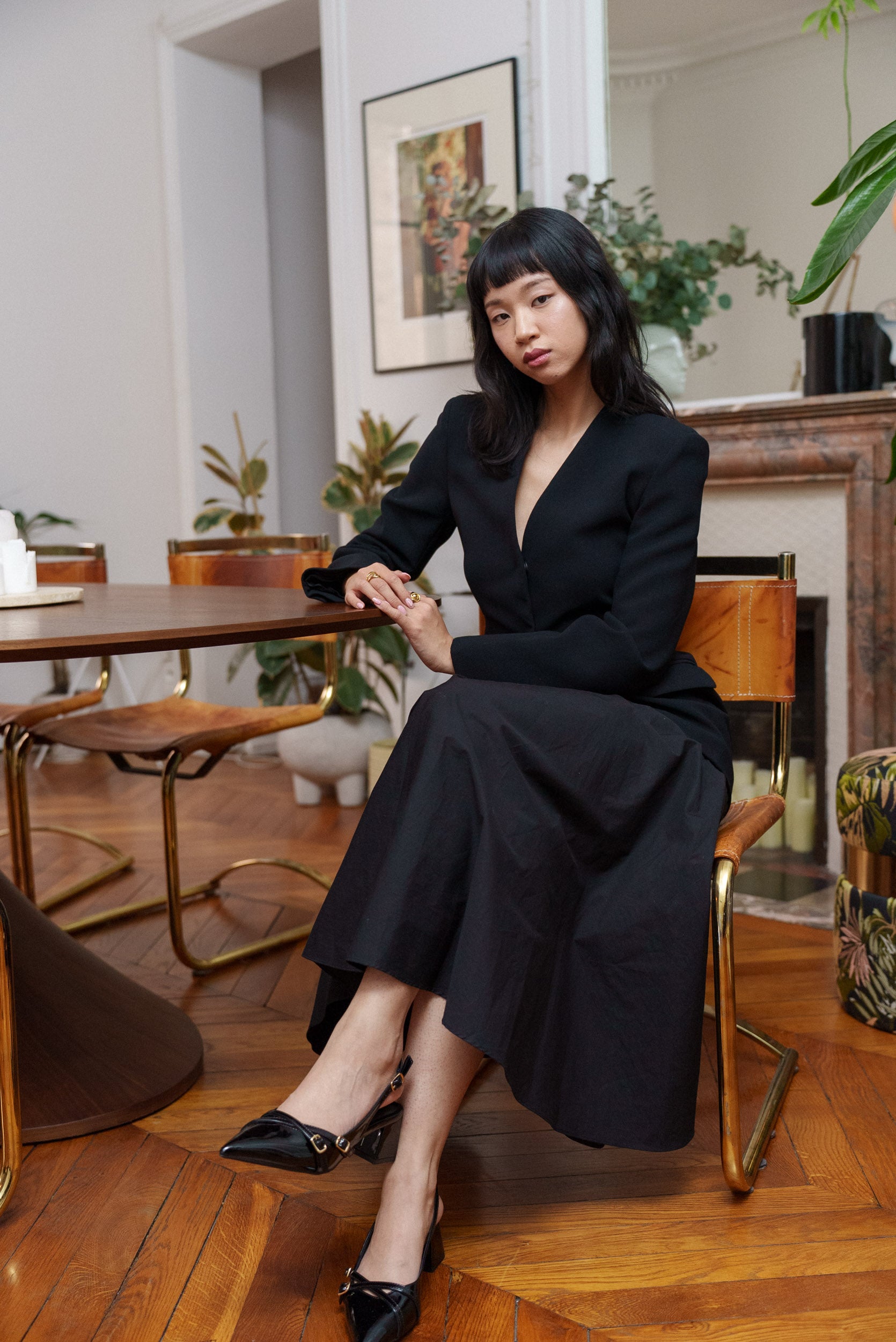 Escarpins Slingback vernis talons blocs à brides