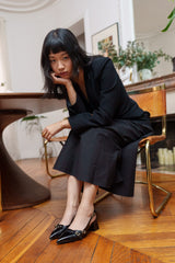 Escarpins Slingback vernis talons blocs à brides