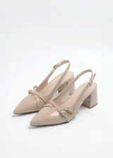 Escarpins Slingback vernis talons blocs à brides