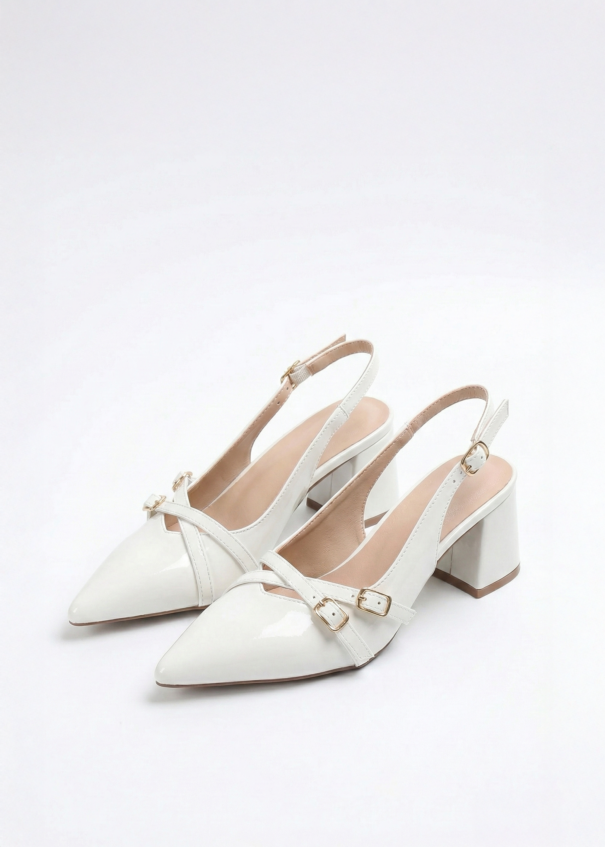 Escarpins Slingback vernis talons blocs à brides