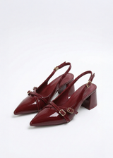 Escarpins Slingback vernis talons blocs à brides