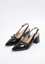 Escarpins Slingback vernis talons blocs à brides