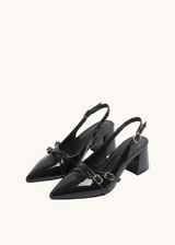 Escarpins Slingback vernis talons blocs à brides
