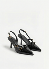 Escarpins Slingback vernis à brides croisées