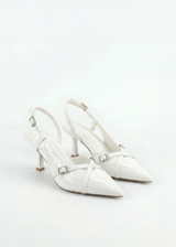 Escarpins Slingback vernis plissés à brides croisées