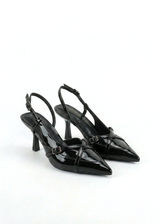 Escarpins Slingback vernis plissés à brides croisées