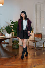 Santiags hautes suédine daim talons blocs à strass