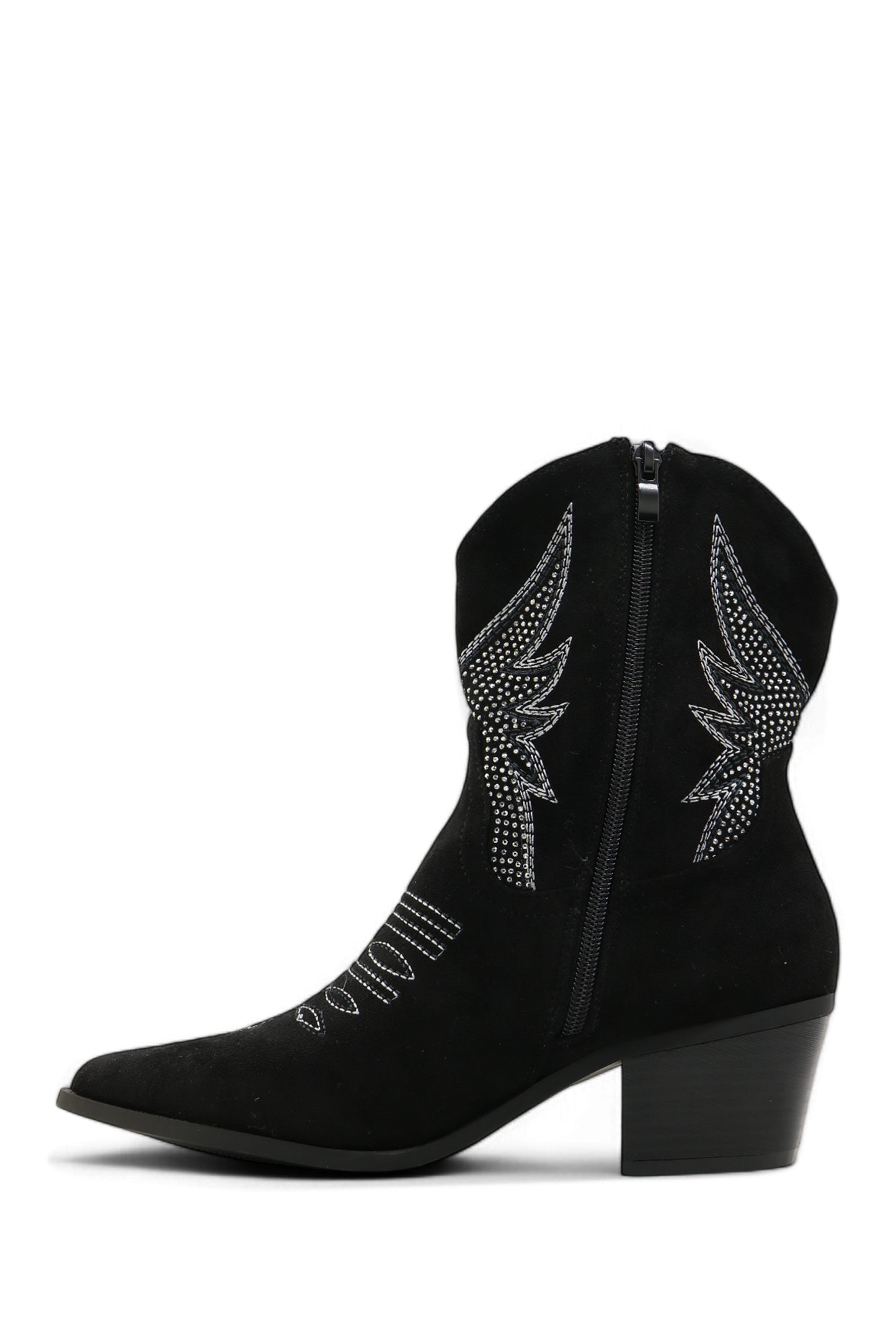 Bottines Santiag Style Western Cowboy Taupe à Strass, Talon Bas - Sélection Halloween