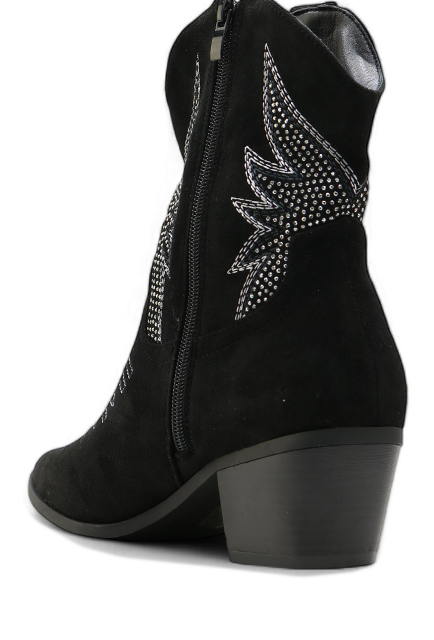 Bottines Santiag Style Western Cowboy Taupe à Strass, Talon Bas - Sélection Halloween