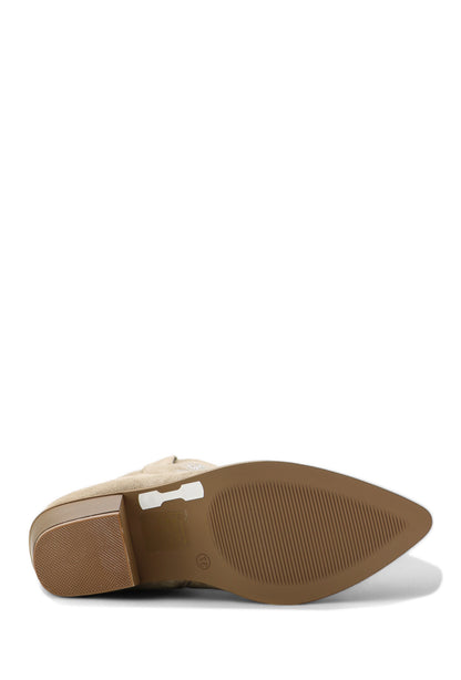 Bottines Santiag Style Western Cowboy Taupe à Strass, Talon Bas - Sélection Halloween