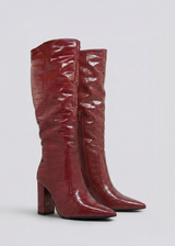 Bottes hautes vernis embossés Croco