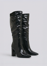 Bottes hautes vernis embossés Croco