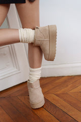 Bottes en suédine daim fourrés à plateformes épaisses