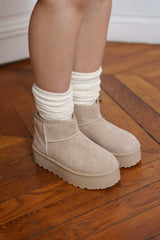 Bottes en suédine daim fourrés à plateformes épaisses