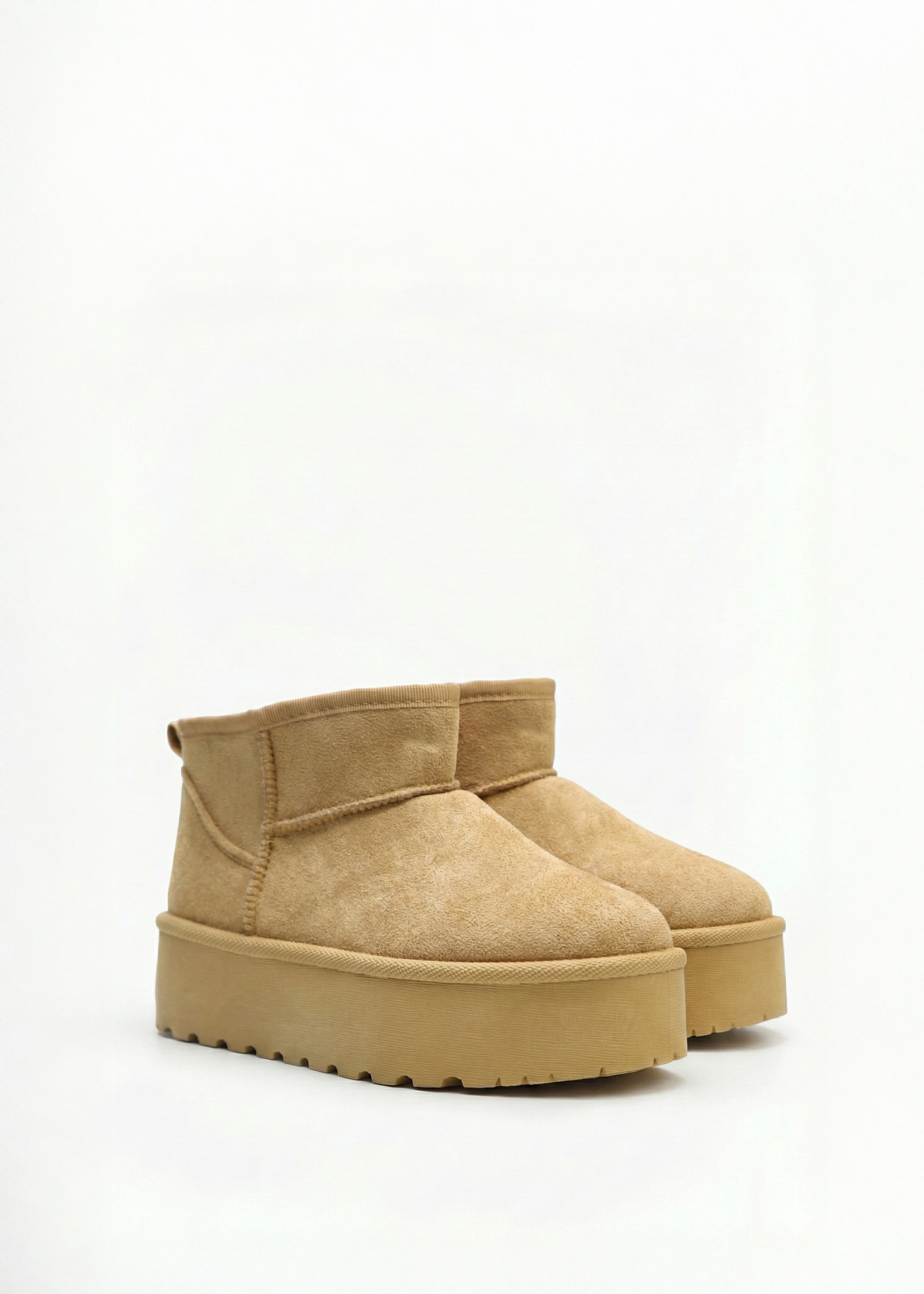 Bottes en suédine daim fourrés à plateformes épaisses