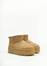 Bottes en suédine daim fourrés à plateformes épaisses