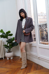 Bottes hautes en daim suédine à strass