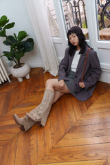 Bottes hautes en daim suédine à strass