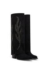 Bottes hautes en daim suédine à strass