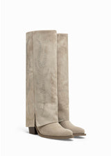 Bottes hautes en daim suédine à strass