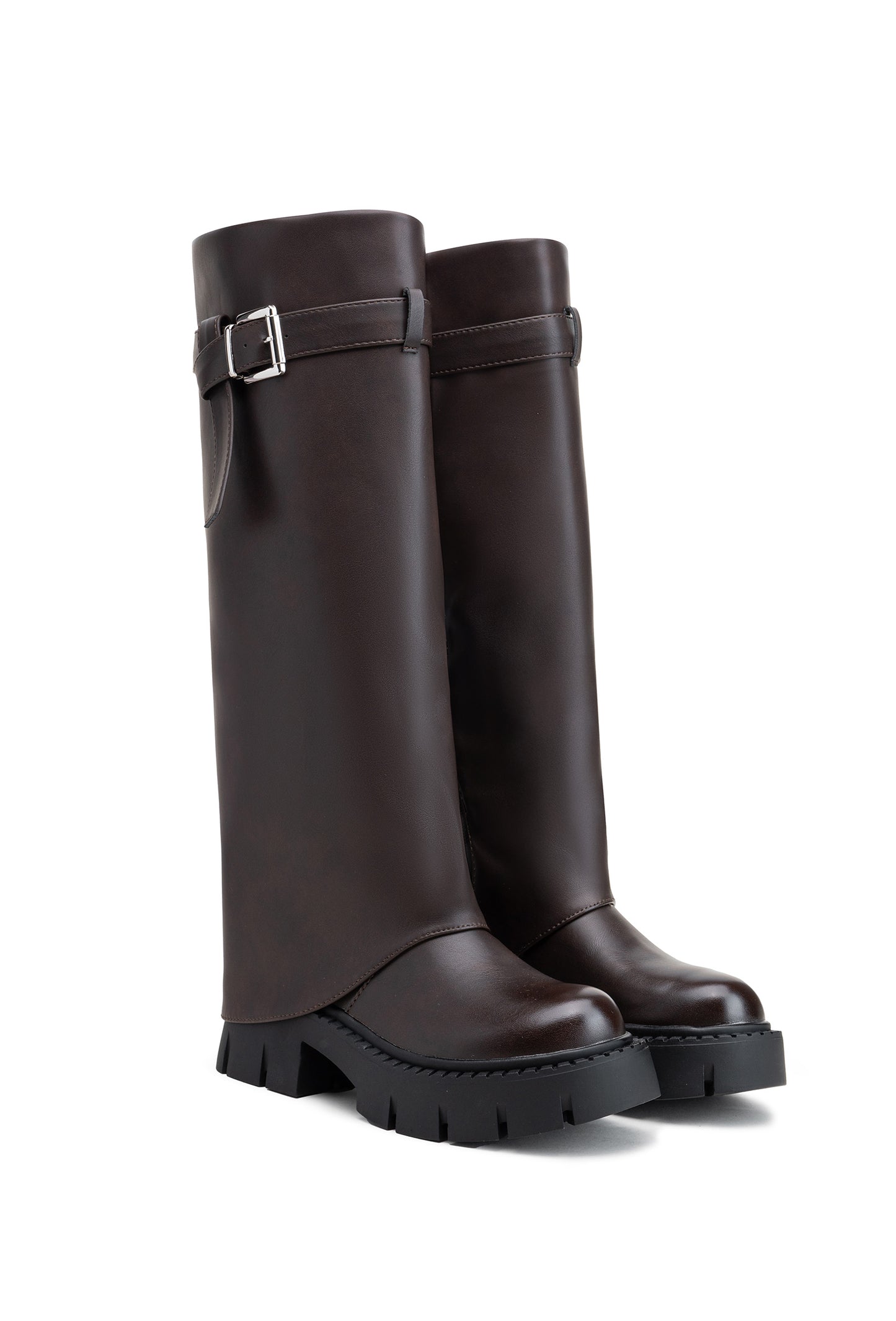 Bottes Haute Chunky Femme – Style Motard Élégant & Confort Urbain pour Automne / Hiver