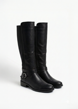 Bottes cavalières hautes à brides croisées et boucles