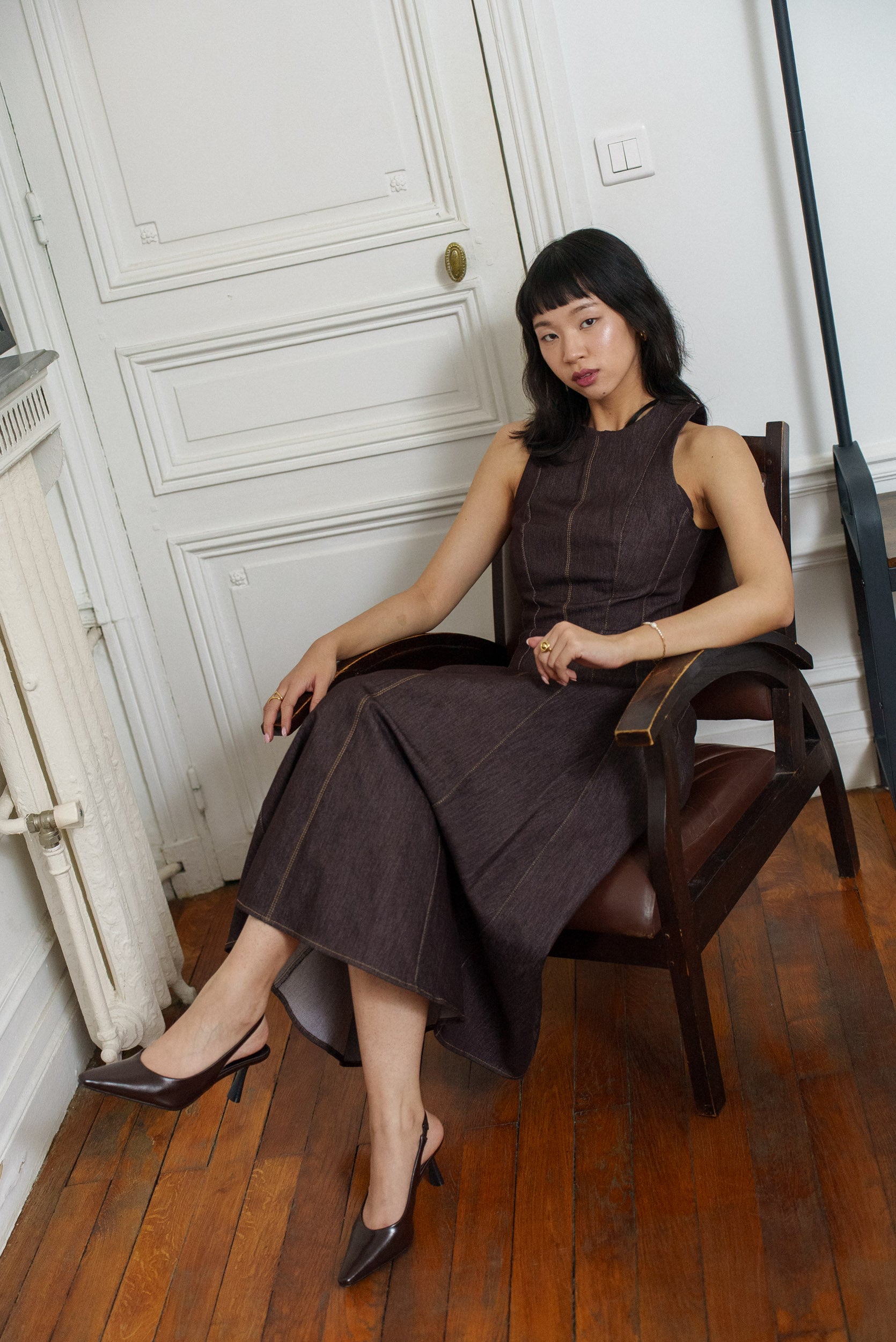 Escarpins Slingback vernis plissés