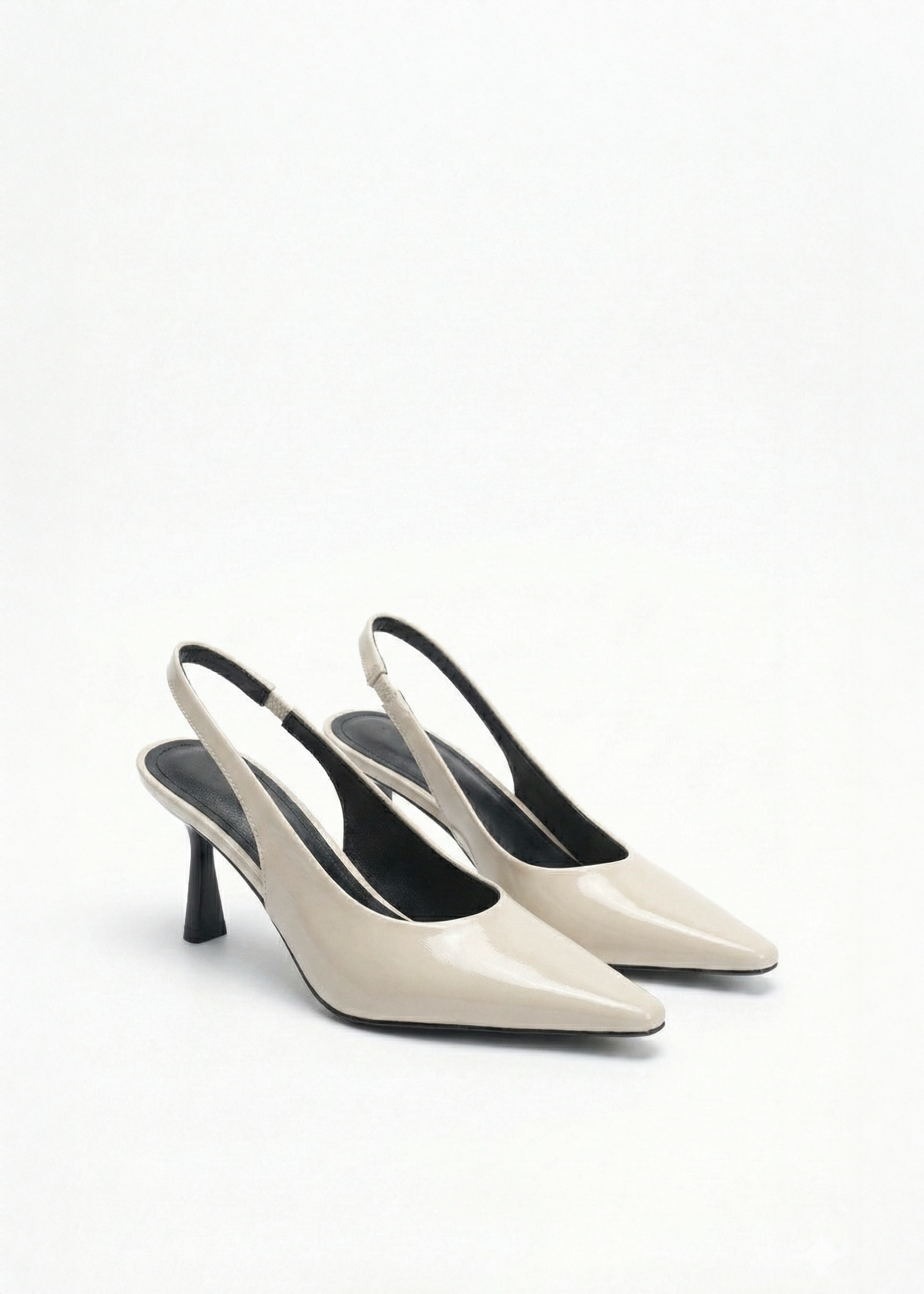 Escarpins Slingback vernis plissés