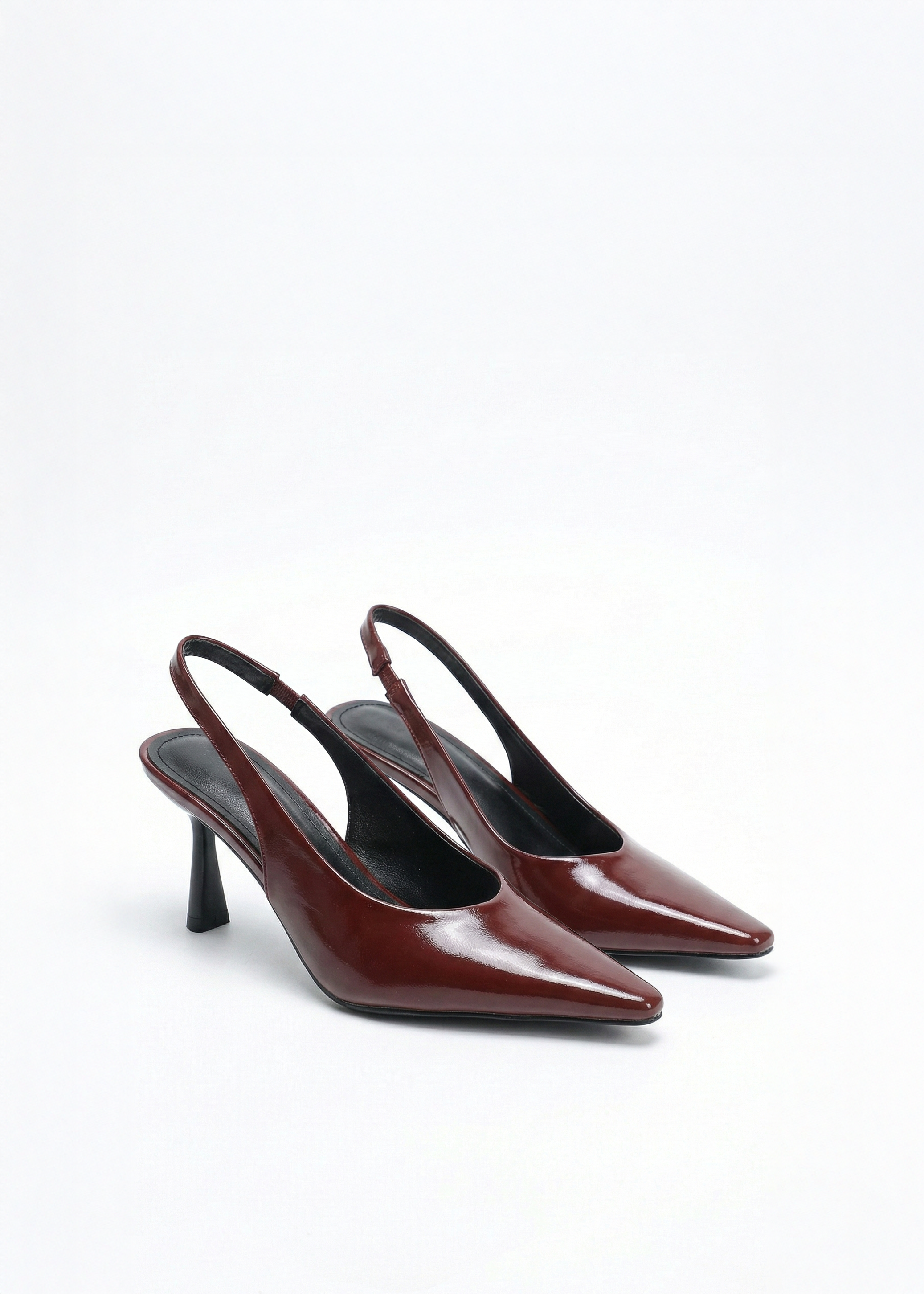 Escarpins Slingback vernis plissés