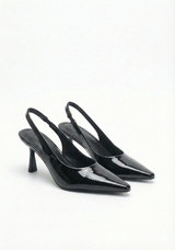 Escarpins Slingback vernis plissés