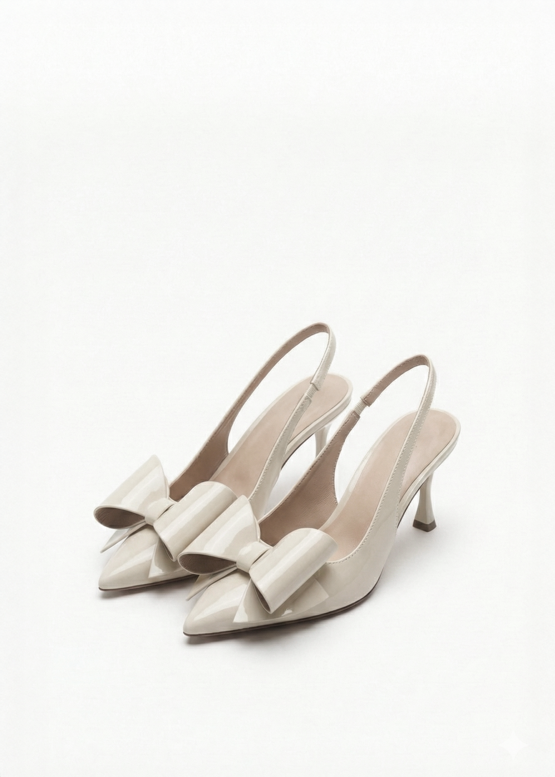 Escarpins Slingback vernis avec noeud papillon ruban