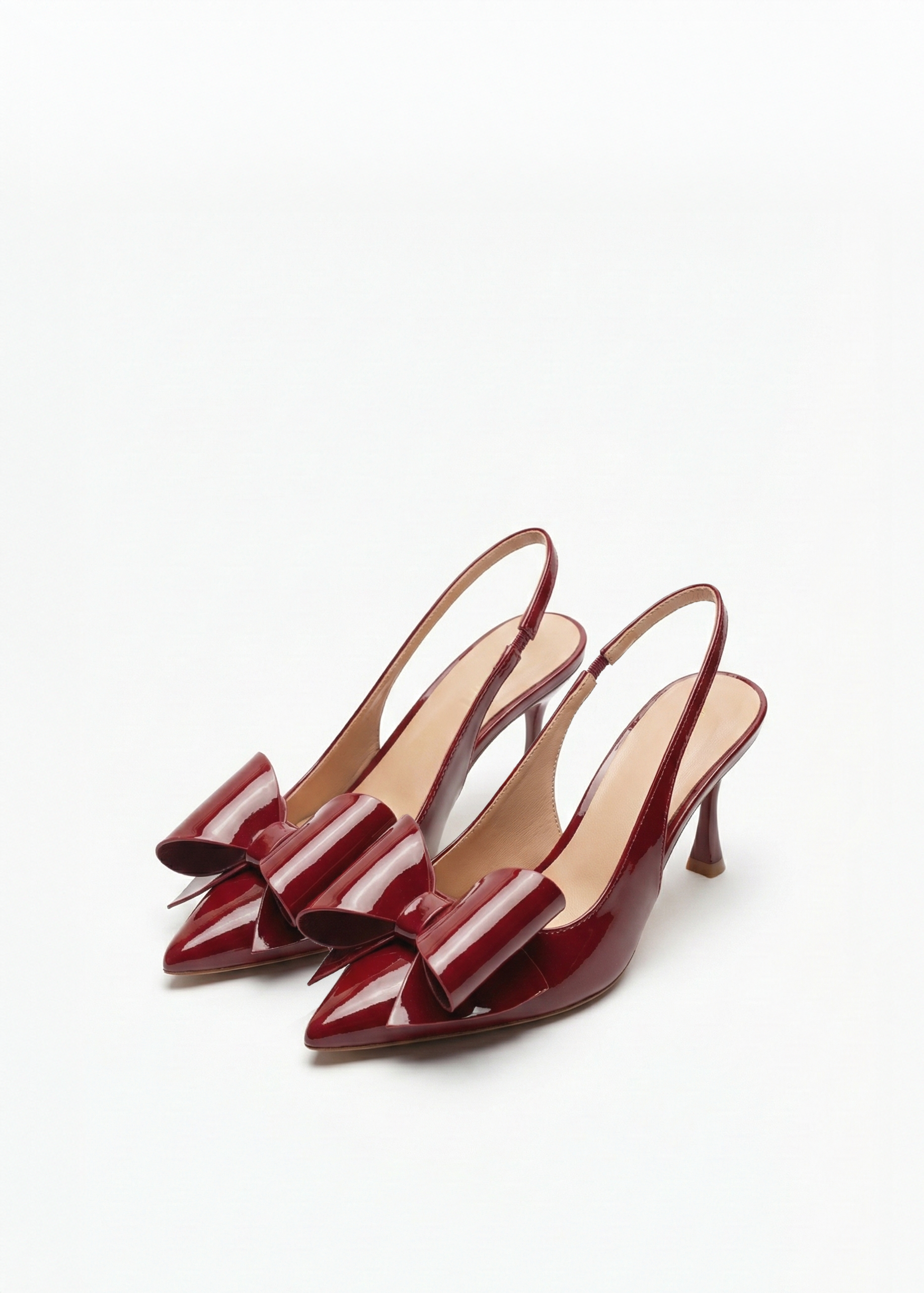 Escarpins Slingback vernis avec noeud papillon ruban