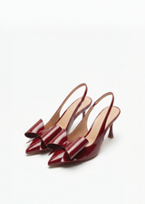 Escarpins Slingback vernis avec noeud papillon ruban