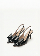 Escarpins Slingback vernis avec noeud papillon ruban