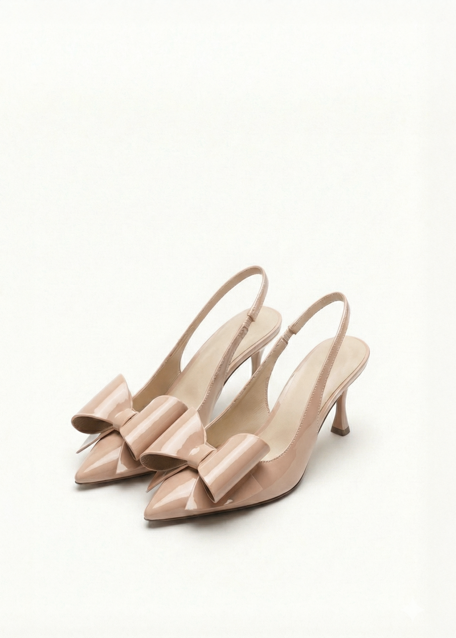 Escarpins Slingback vernis avec noeud papillon ruban