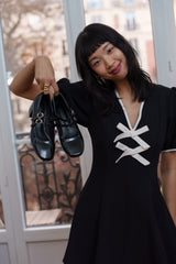 Babies vernis talons carrés blocs à doubles brides