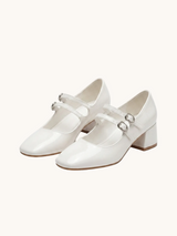 Babies vernis talons carrés blocs à doubles brides