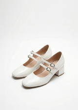 Babies vernis talons carrés blocs à doubles brides