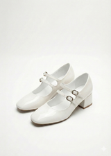 Babies vernis talons carrés blocs à doubles brides