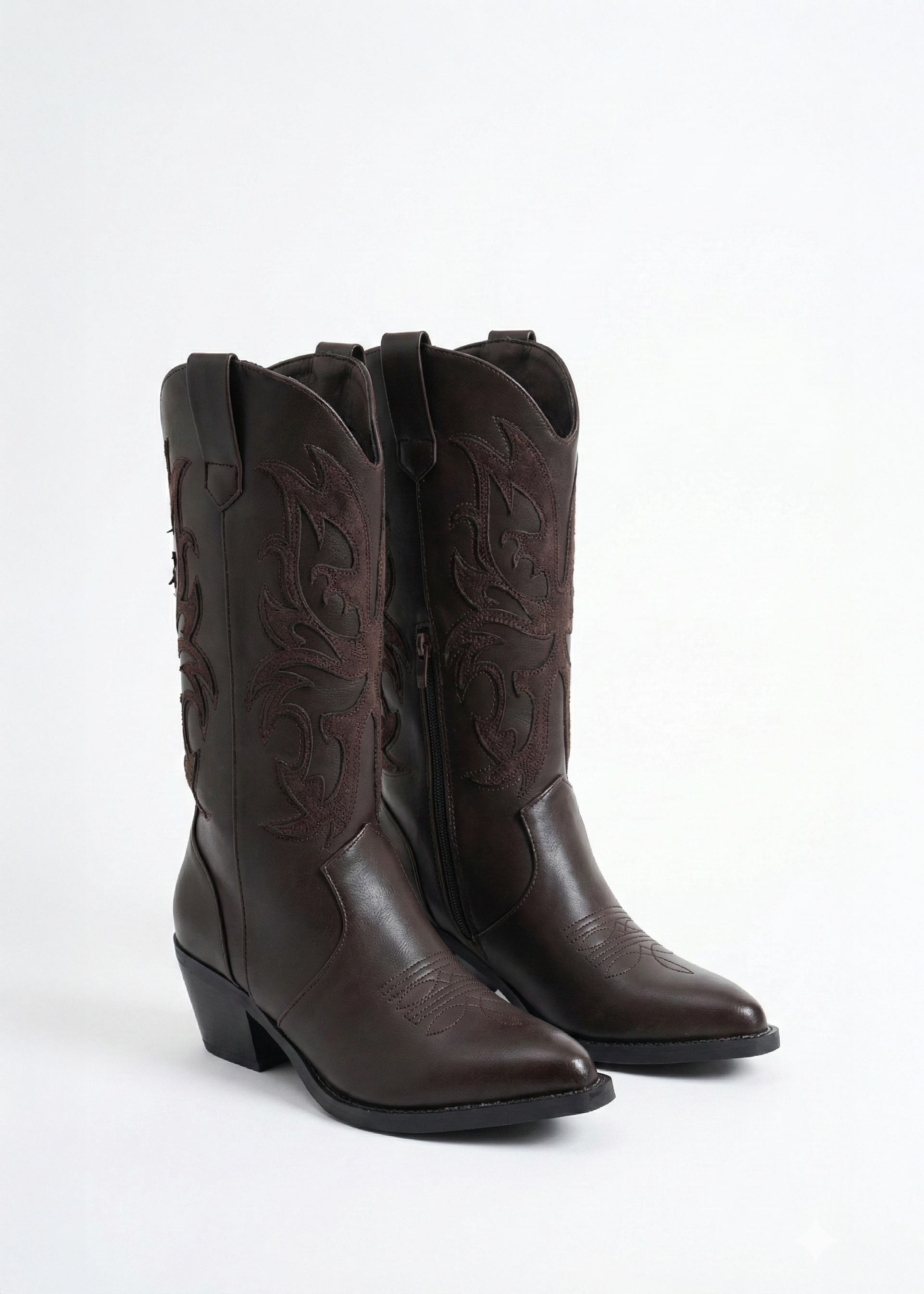 Santiags mi-hautes à motifs en daim